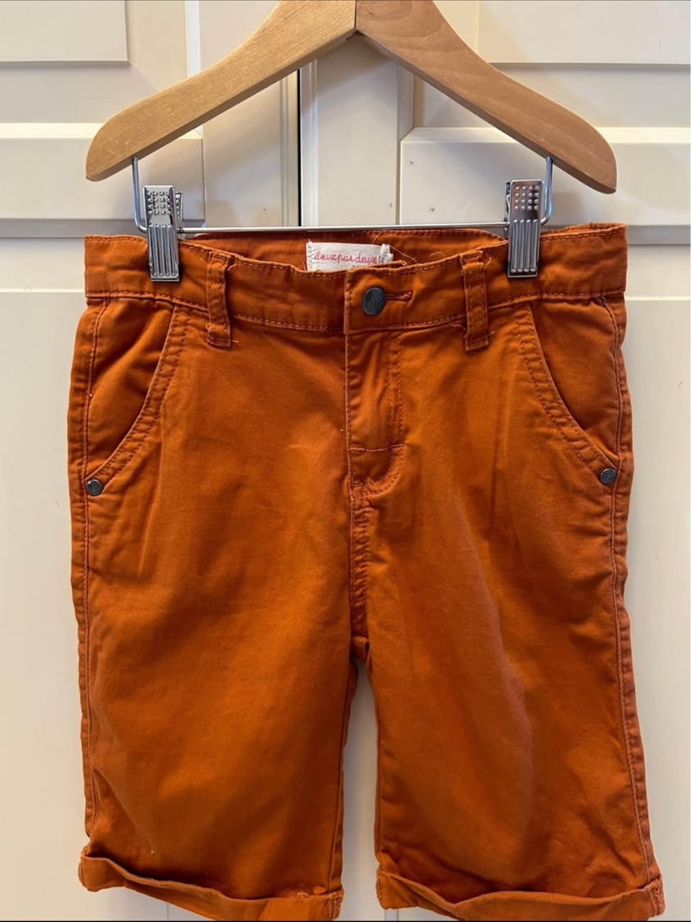 deux par deux Orange Cotton Blend Kids' Shorts